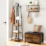 Coat Rack with 3 Shelves with Hooks Rustic Brown and Black V178-11697