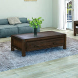 Coffee Table Solid Acacia Wood & Veneer 1 Drawers Storage Chocolate Colour V43-CT-NOW-CH