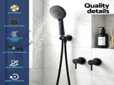 Cefito 4.5" Handheld Shower Head Round with Wall Twin Swivel Bathroom Tap SHOWER-A4-RO-BK-TAP-RO