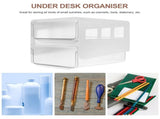 1-Pack Under Desk Drawer Organizer, White Transparent Rectangular Storage Box, 11.8 x 6.7 x 5.7 V1370-AZ4-17055