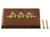 Toggle Light Rocker Switch 1/2 Way Retro Walnut Wood Plate Brass Lever 1 Gang Smile Home 3 Gang V1189-LWWAL-20260327-04414