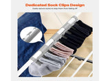 2-Tier Foldable Clothes Drying Rack with Sock Clips & 31 Drying Rods White V952-LDSLYJAX6014YHE3H001V0