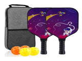 Fiberglass Pickleball Paddle Set of 2 with 4 Balls and Carry Bag 185g Single Paddle Weight V888-ELOSUNG18535