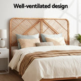 Artiss Bed Headboard Double Bedhead Rattan - FRED Pine BED-HEAD-C-FRED-D-WD