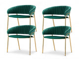 Artiss Dining Chairs Set of 4 Velvet Hollow Armchair Green DINING-B-C04-VEL-GNX4