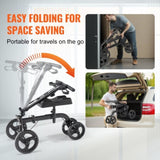 Folding Knee Scooter, Carbon Steel Steerable Knee Walker with Height-Adjustable Handlebar & Knee V952-XGZXQQ10H8SXT3HJ5V0