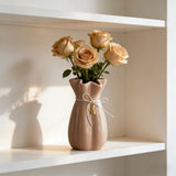 Ceramic Flower Vase, 8.07x4.52x4.52 in Decorative Table Vase, Elegant Home Accent, Modern V1369-AZ3-W-10417