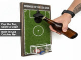 Wall-Mounted Soccer Field Bottle Opener with Goal Net Catcher Football-Themed Bar Accessory for V1341-ZY-QST3YNSL-L