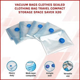 Vacuum Bags Clothes Sealed Clothing Bag Travel Compact Storage Space Saver x20 V63-823781