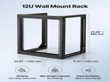 12U Wall Mount Server Rack, 68.04 kg Max Load Capacity, Open Frame Network Rack with 180 Degrees V952-BGSJJ12U18YC9I110001V0