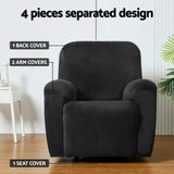 Artiss Recliner Chair Covers 1 Seater Velvet Black RCOVER-VEL-1S-BK