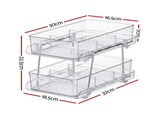 Artiss 2 Pack Clear Pull Out Cabinet Organiser 2 Tier Storage Drawers USS-A-PET