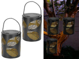 2Pcs Solar Hanging Lamp Wrought Iron Hollow LED Light for Garden Courtyard Terrace Decor Black V1294-YM0901-3111200231411