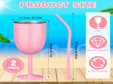 2 Pack Insulated Wine Glass 10 oz Stainless Steel Margarita Tumbler with Lid and Straw Vacuum Sealed V1258-DP02-C-322