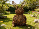Easter Decorations Wicker Bunny Decor Large Rattan Bunny with Linen Bow Woven Outdoor Wicker Topiary V1370-AZ4-12379