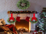 6 Pcs Small Christmas Norfolk Wreaths 15 Inch Christmas Kitchen Cabinet Mini Wreath with Bow Ribbon V1258-DP02-C-2283