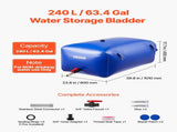 Water Storage Bladder 240L Large Capacity Water Bag, Portable & Collapsible Soft Waters Container, V952-CSDLSPVC240LSO68O001V0
