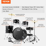 VEVOR Adult Drum Set, 5-Piece, 558.8 mm Complete Full Size Drum Kit with Bass Toms Snare Floor Drum V952-WJTJZG5JT22HFIWG5V0