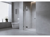 110cm Frameless Wall-to-Wall Shower Screen with Black Brackets & Brass Hinges U-Brackets V63-938421