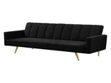 Levede Sofa Bed Convertible Velvet Lounge Recliner Couch Sleeper 3 Seater Black SOFABED1005-BK