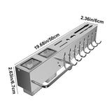 Kitchen Utensil Rack, Hanging Storage Wall Shelf, Stainless Steel Utensil Storage with Utensil Hooks V1370-AZ4-18866