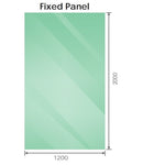 100x200cm Single Shower Glass Screen with White U-brackets & Square Pole V63-924241