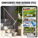 Handrails for Outdoor Steps, 59 in/ 150cm Length Stair Hand Rail Kit, Transitional Stainless Steel V952-BXGSLZFS150CEE3Y3V0