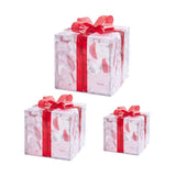 Set of 3 Christmas Lighted Gift Boxes Decorations Transparent Lighted Boxes with Red Bows Christmas V1294-YM0717-10353430