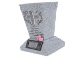 Solar Cemetery Grave Vase Resin Gravestone Vase with LED Ground Stake Adjustable Drainage System for V1294-YM0901-3111250130111