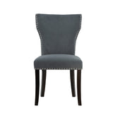 Set 2 Studded Grey Velvet Look Armless Dining Chairs 94cm V637-20939