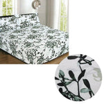 ICF Store Cotton Flannel Combo Fitted Sheet Set Queen Evergreen V442-ATX-FITTEDSS-CFEVERGREEN-WHITE-QS