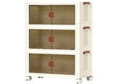 CARLA HOME 3 Tier Stackable Storage Cabinet with Wheels White - Storage Box - Plastic LSB-36499