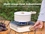 Mini Cassette Stove 2.8KW Flame, Windproof, Overpressure Protection, Detachable Stand Camping & V1232-HWKSL-003