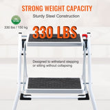 Step Ladder 2-Step 150kg Capacity, Ergonomic Folding Steel Step Stool with Wide Anti-Slip Pedal, V952-JYTDGKZDLB00QE3JSV0