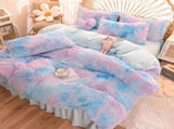 Blue Plush Arabelle Leaf Quilt / Doona / Duvet Cover set V745-AQ030090Q3