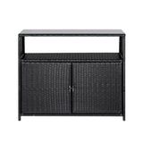 Gardeon Outdoor Storage Cabinet Box Garage Wicker Shed Tools Shelf Chest Garden OSC-CABI-RAT0519-BK