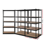 Giantz 5x1.5M Garage Shelving Warehouse Rack Pallet Racking Storage Shelve Black WR-E-7X15-BKX5