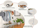 2Tier Rolling Free-Standing Clothing Garment Rack Closet Organizer Open Wardrobe V767-JJ-ZY188