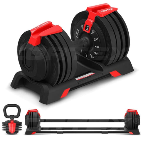 CORTEX Revolock V2 24kg Adjustable Steel Dumbbell Barbell Kettlebell All-in-One V420-CSDB-DBRV224-1