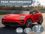 Kahuna Red Porsche Macan Turbo EV Kids Ride On Car 12V Electric Car CAR-PSCH-666-RD