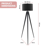 Sarantino Minimalist Modern Tripod Floor Lamp Black LMP-MLM-731-BK