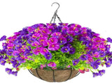 Artificial Petunia Hanging Flower Arrangement Red White Blue Flowers Outdoor - Multi-color - Size 12 V1347-112-04031-MLT-12