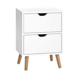 Artiss Bedside Table 2 Drawers - BODEN White FURNI-E-SCAN-BS01-WH