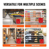 Shopping Basket, Set of 12, 21L Durable Plastic Grocery Basket with Metal Handle and Stand, 425 x V952-GXSBSSLGWLHS3TB5BV0