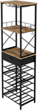 CARLA HOME Freestanding Wine Rack for 20 Bottles with Wood Countertop and Sturdy Metal Frame V178-36134