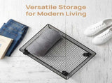Storage for Under Bed Black Metal Rolling Container with Stackable Multilayer Design V1192-AZ-W-31451