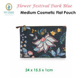 PIP Studio Flower Festival Dark Blue Medium Cosmetic Flat Pouch V442-HIN-MISC-FLATPOUCHFESTIVALM-BLUE-SH