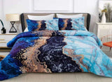 Blue Marble Comforter Set, King Size, Retro Watercolor 3-Piece Bedding Collection V745-MAB010370AJ3