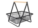 Countertop Fruit Basket Large Capacity Portable Modern Metal Rectangle Basket with Wooden Handle for V1294-YM0901-3111240060011