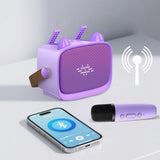 Mini Karaoke Machine - Portable MP3 Player with 2 Wireless Mics Toys & Gifts Purple V1263-JX-6967-1